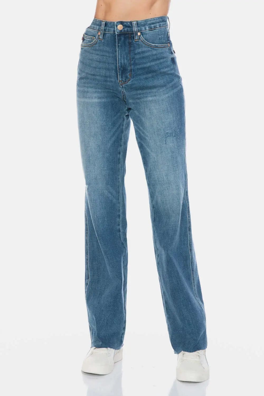 Trendsi Jeans Judy Blue Full Size Tummy Control Cut Raw Hem Straight Jeans