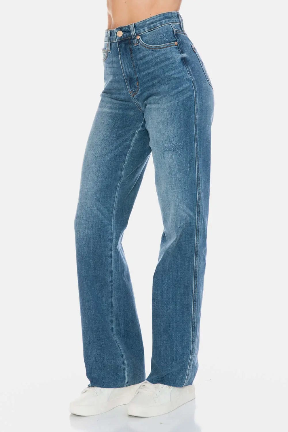 Trendsi Jeans Judy Blue Full Size Tummy Control Cut Raw Hem Straight Jeans