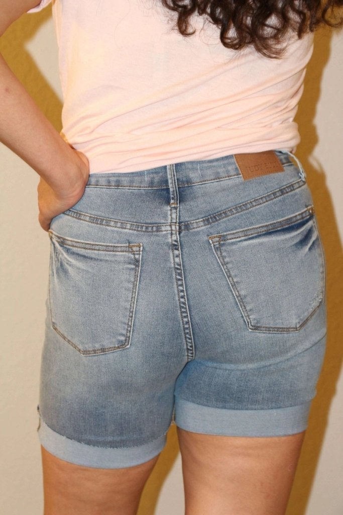 Judy Blue Full Size Tummy Control High Waist Denim Shorts - Medium by Trendsi from FREYA’S CLOSET