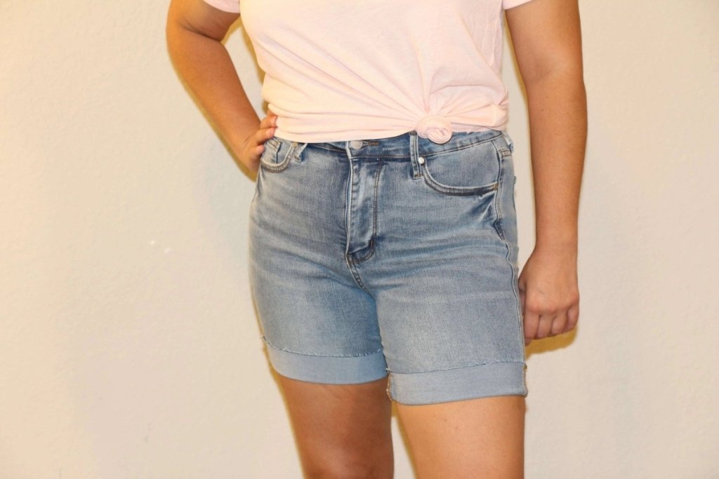 Judy Blue Full Size Tummy Control High Waist Denim Shorts - Medium by Trendsi from FREYA’S CLOSET