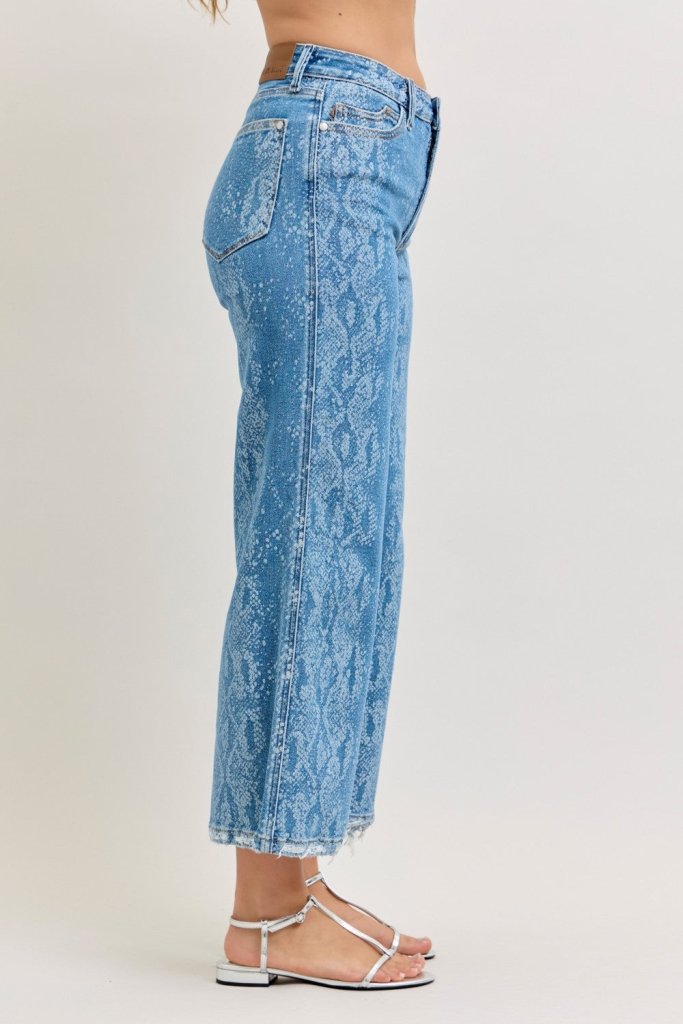 Judy Blue High Rise Ankle Wide Leg Jeans - PRINT by Trendsi from FREYA’S CLOSET