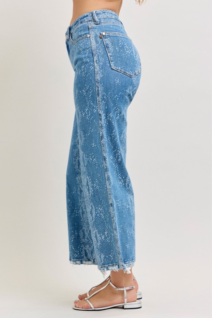 Judy Blue High Rise Ankle Wide Leg Jeans - PRINT by Trendsi from FREYA’S CLOSET