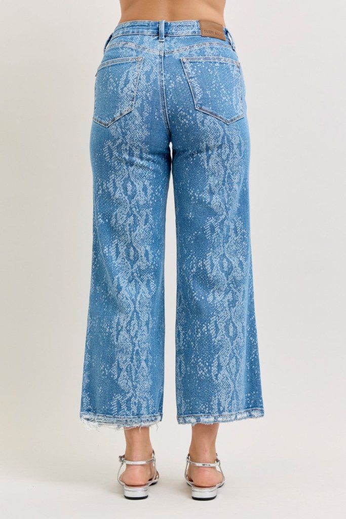 Judy Blue High Rise Ankle Wide Leg Jeans - PRINT by Trendsi from FREYA’S CLOSET