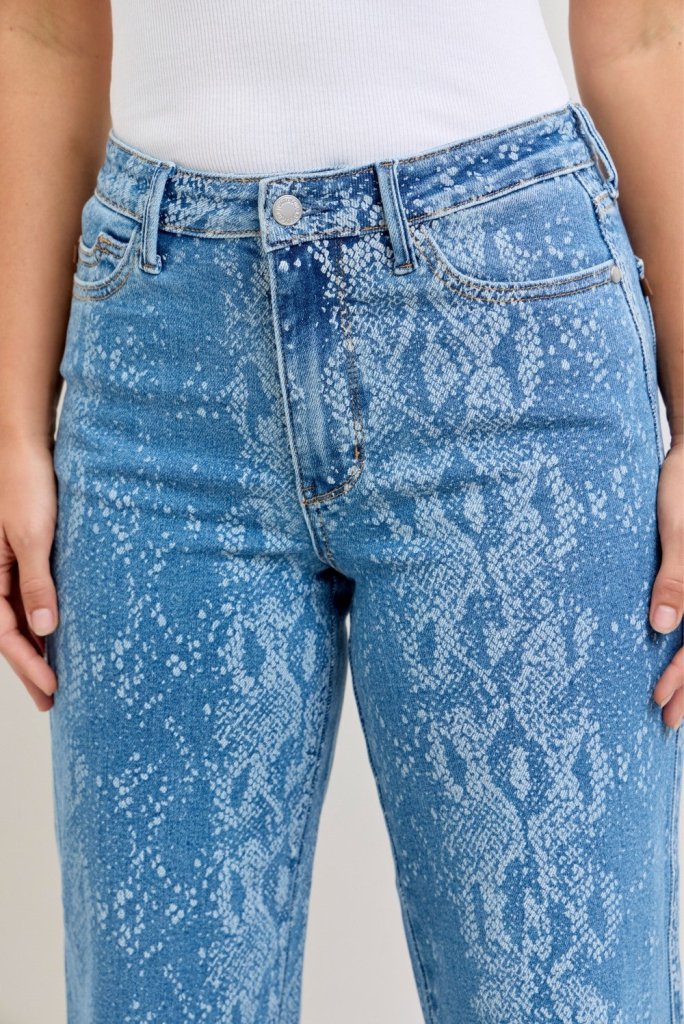 Judy Blue High Rise Ankle Wide Leg Jeans - PRINT by Trendsi from FREYA’S CLOSET