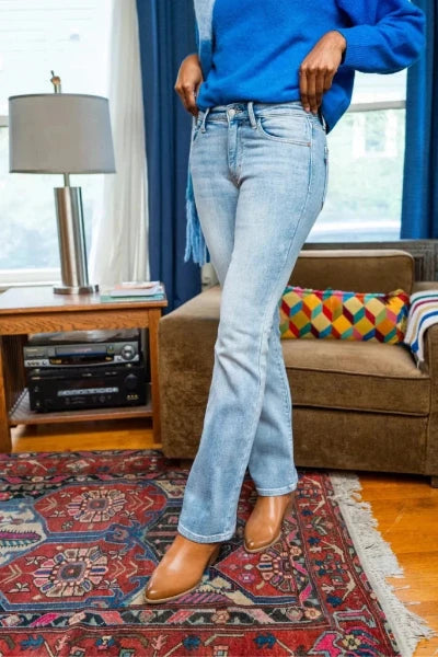 Judy Blue Mid Rise Thermal Bootcut Jeans - LT by Trendsi from FREYA’S CLOSET