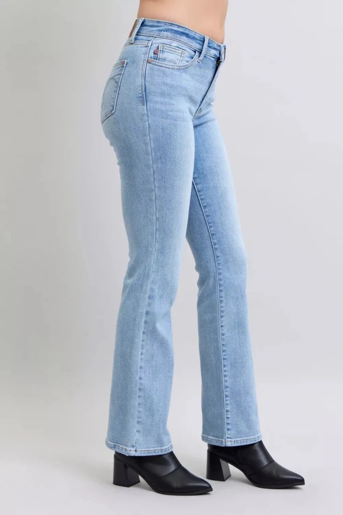 Judy Blue Mid Rise Thermal Bootcut Jeans - LT by Trendsi from FREYA’S CLOSET