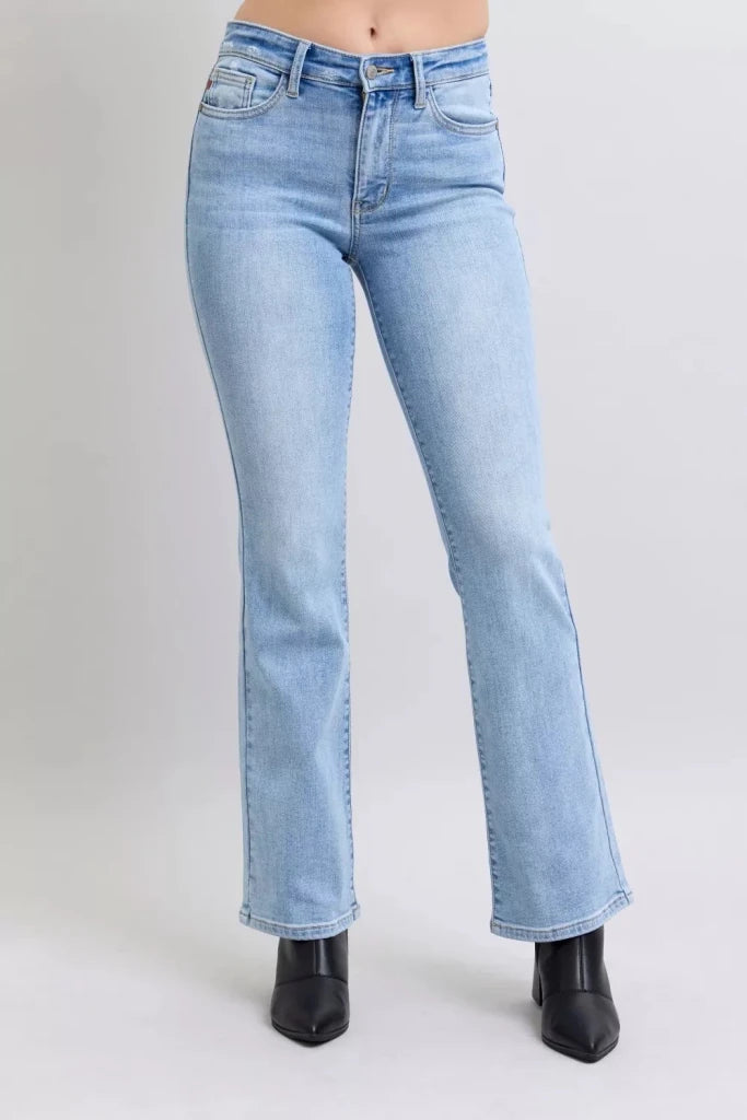 Judy Blue Mid Rise Thermal Bootcut Jeans - LT by Trendsi from FREYA’S CLOSET