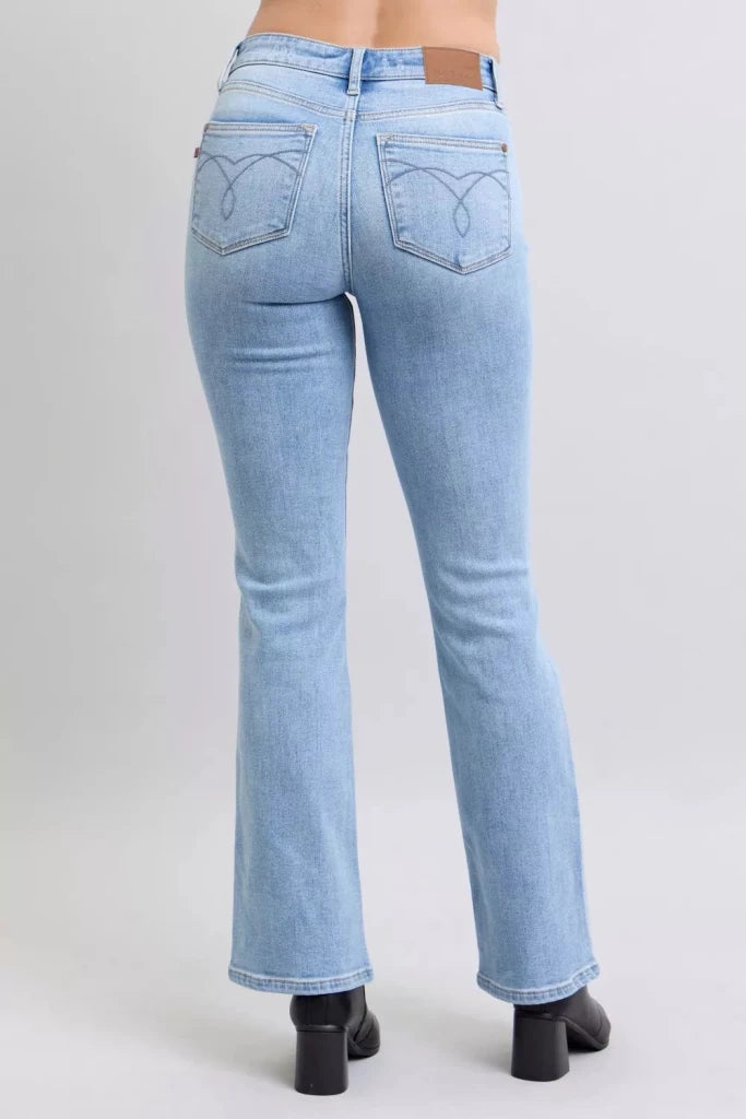 Judy Blue Mid Rise Thermal Bootcut Jeans - LT by Trendsi from FREYA’S CLOSET