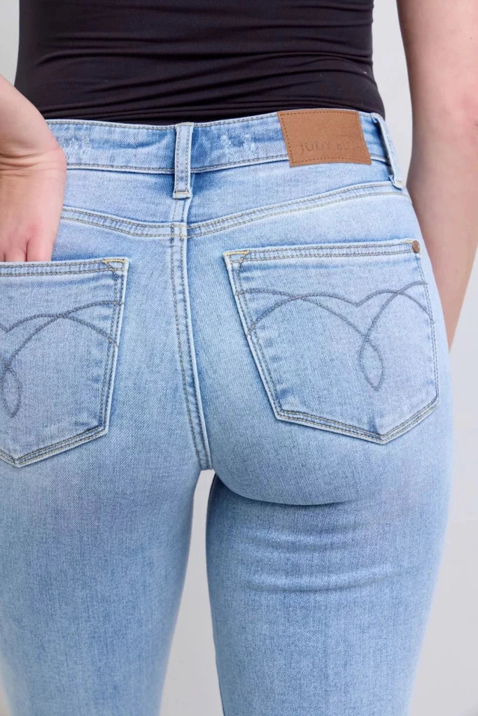 Judy Blue Mid Rise Thermal Bootcut Jeans - LT by Trendsi from FREYA’S CLOSET
