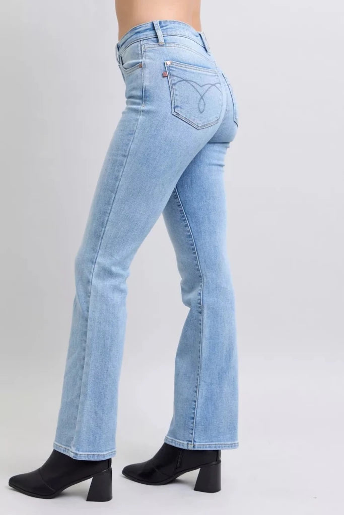 Judy Blue Mid Rise Thermal Bootcut Jeans - LT by Trendsi from FREYA’S CLOSET