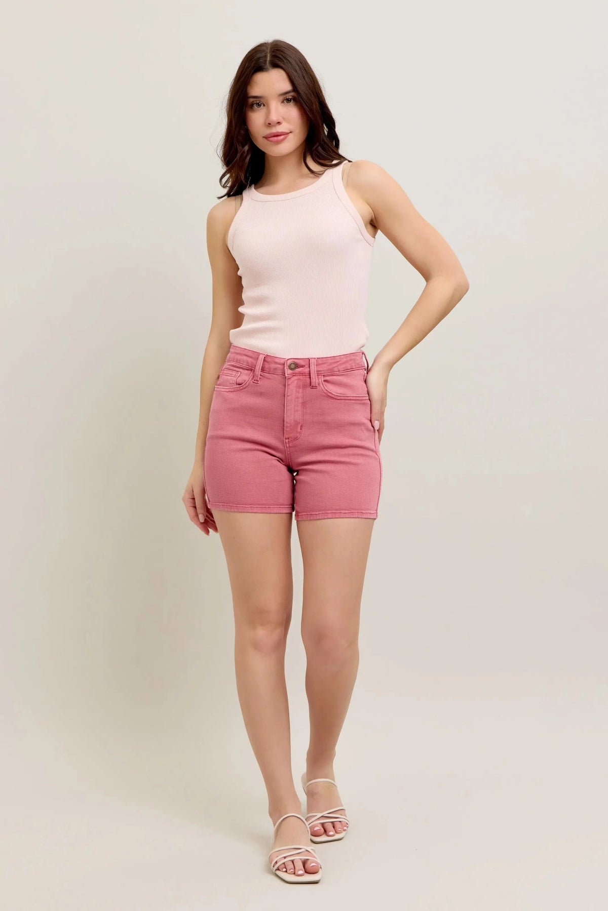 Trendsi Judy Blue Pink Back Pkt Embroidery Shorts