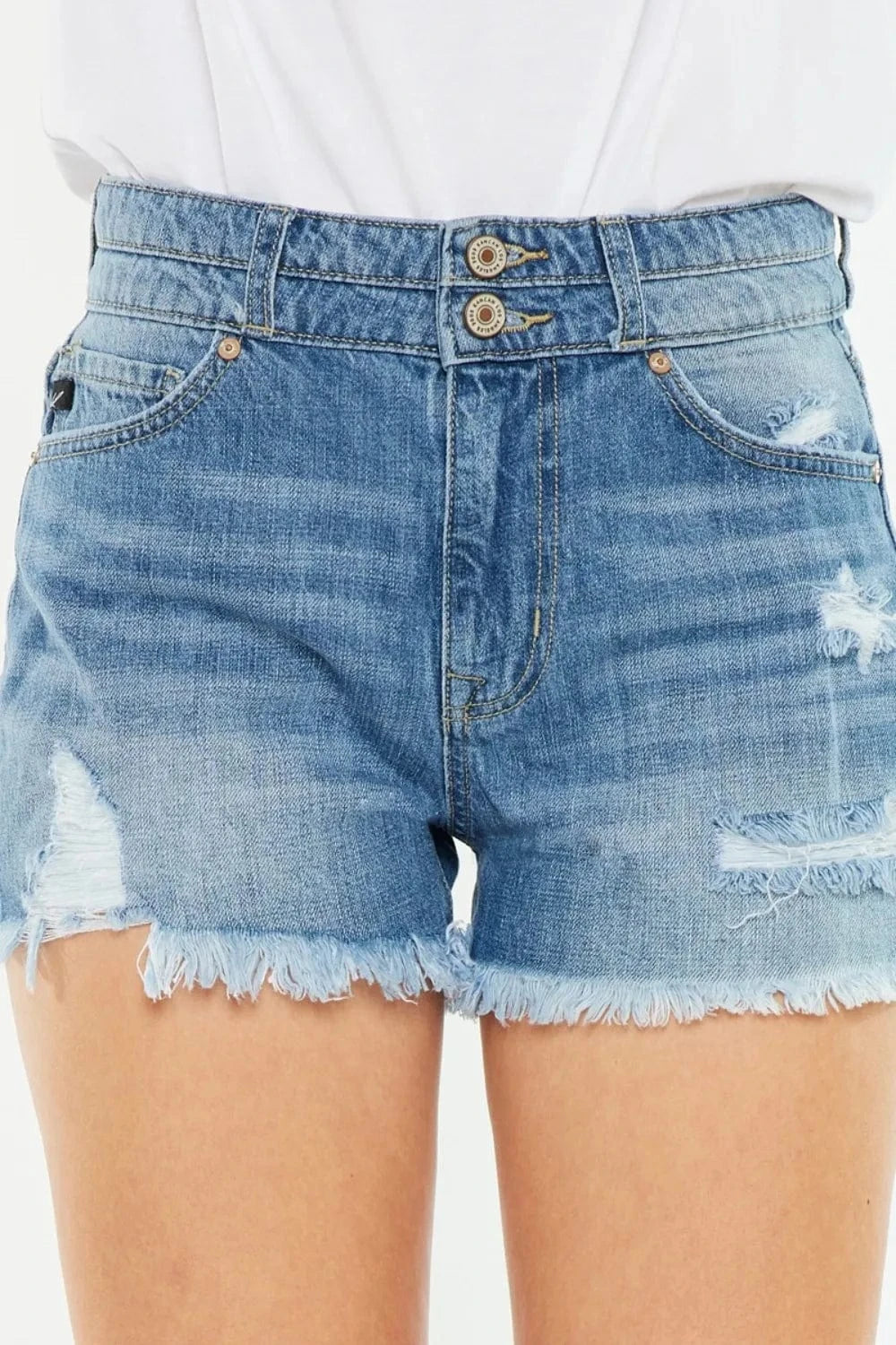 Trendsi Bottom Kancan Full Size High Rise Raw Hem Denim Shorts
