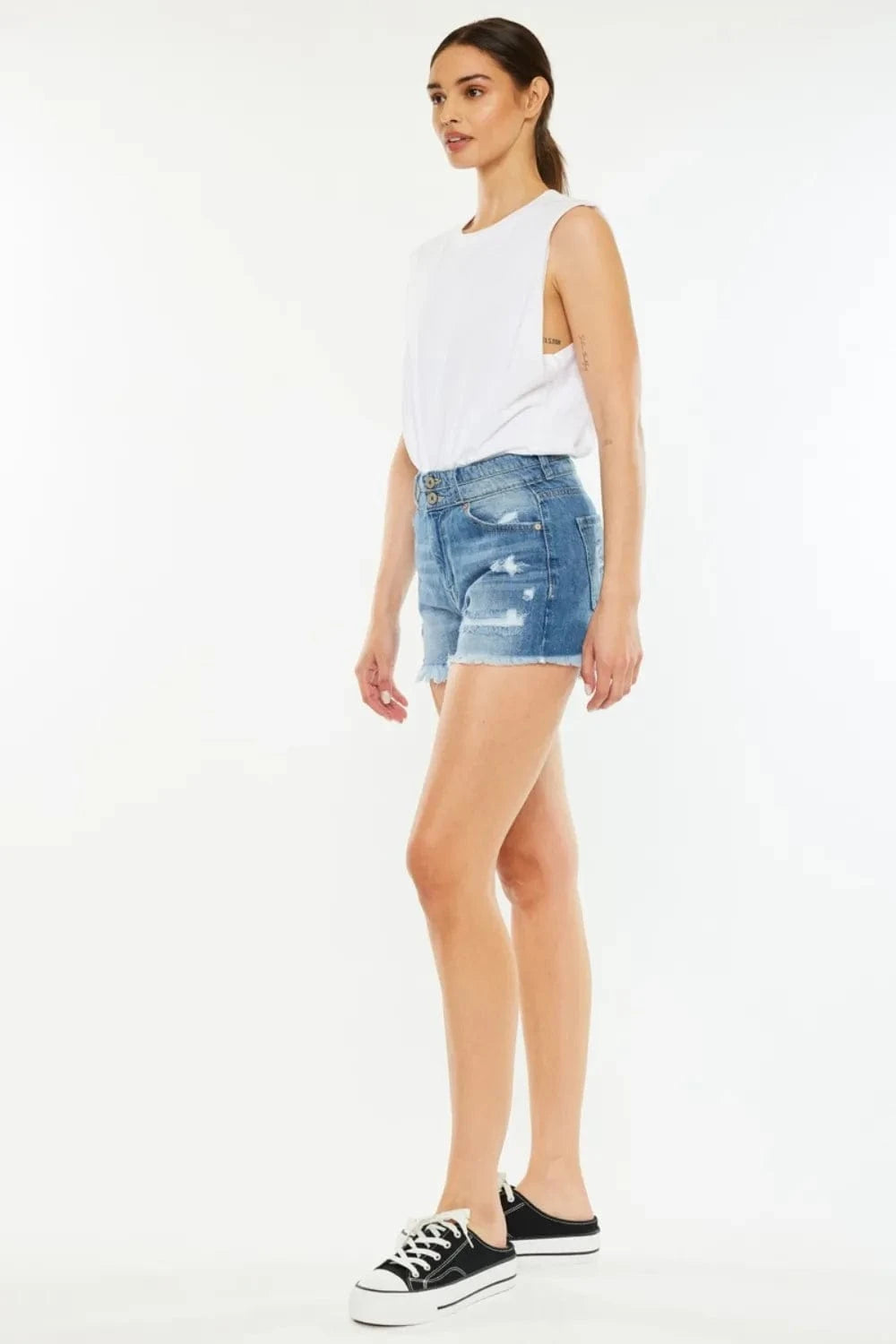 Trendsi Bottom Kancan Full Size High Rise Raw Hem Denim Shorts