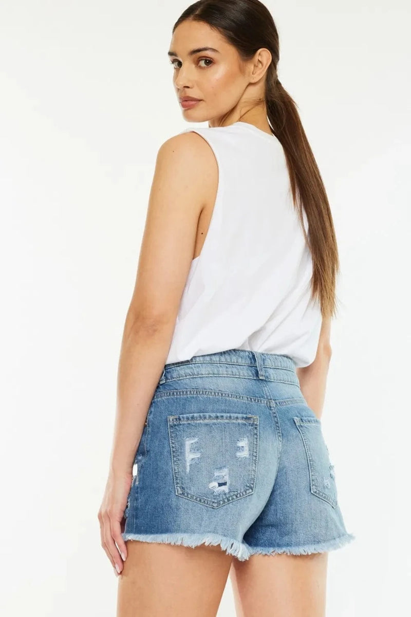 Trendsi Bottom Kancan Full Size High Rise Raw Hem Denim Shorts