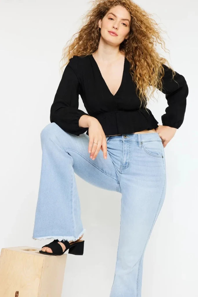 Kancan High Rise Curvy Flare Jeans - LIGHT by Trendsi from FREYA’S CLOSET