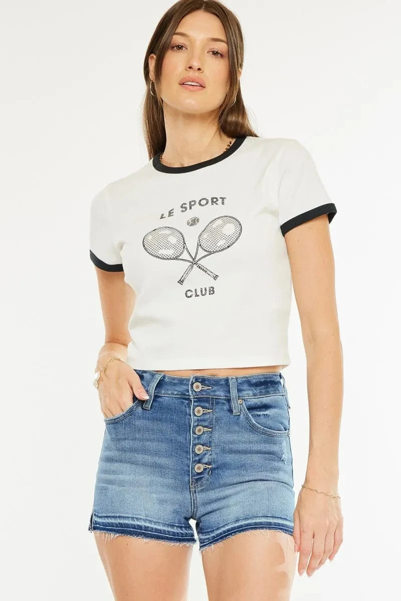 Trendsi Kancan High Rise Release Hem Denim Shorts