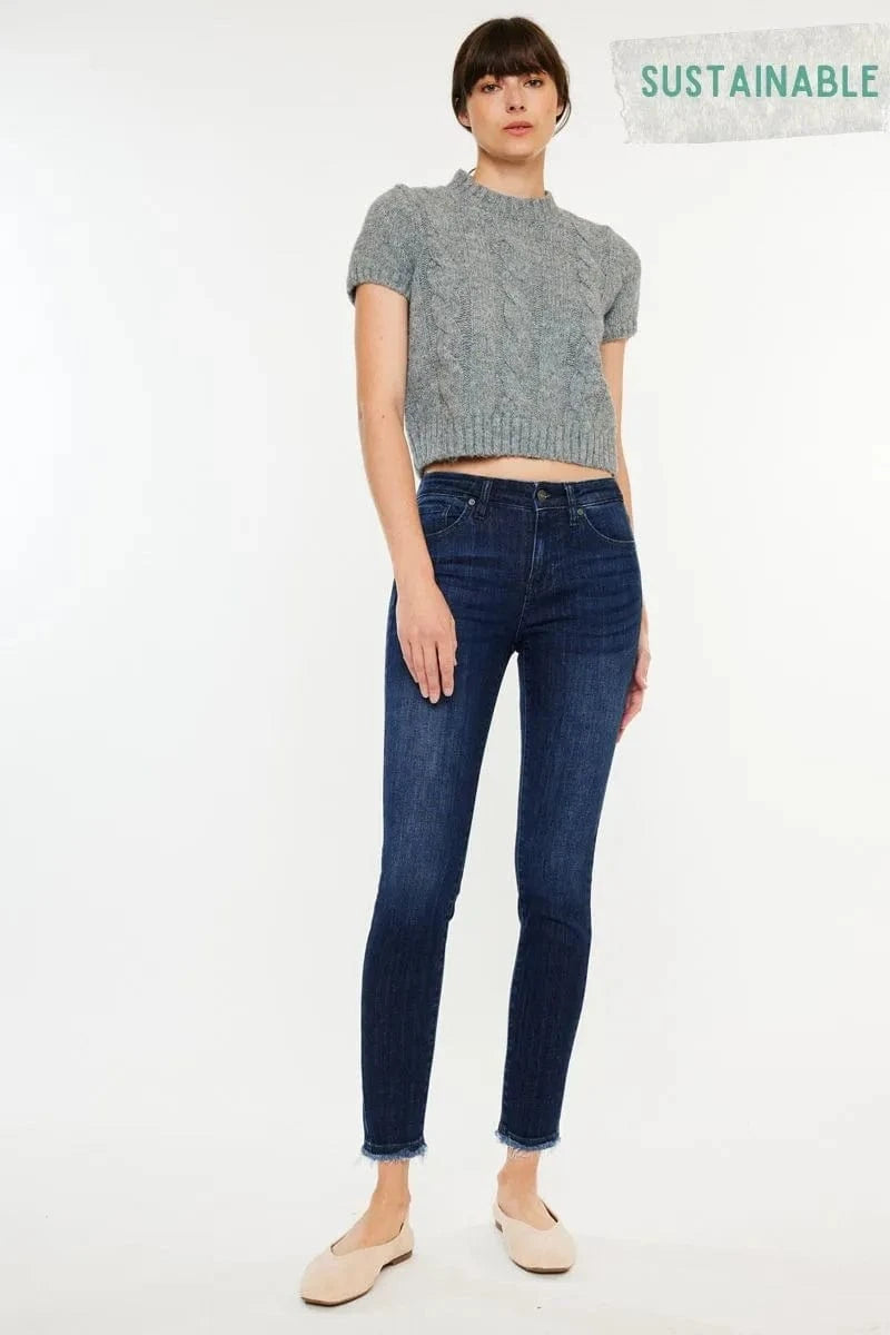Trendsi Jeans Kancan High-Rise Slim Fit Raw Hem Ankle Jeans