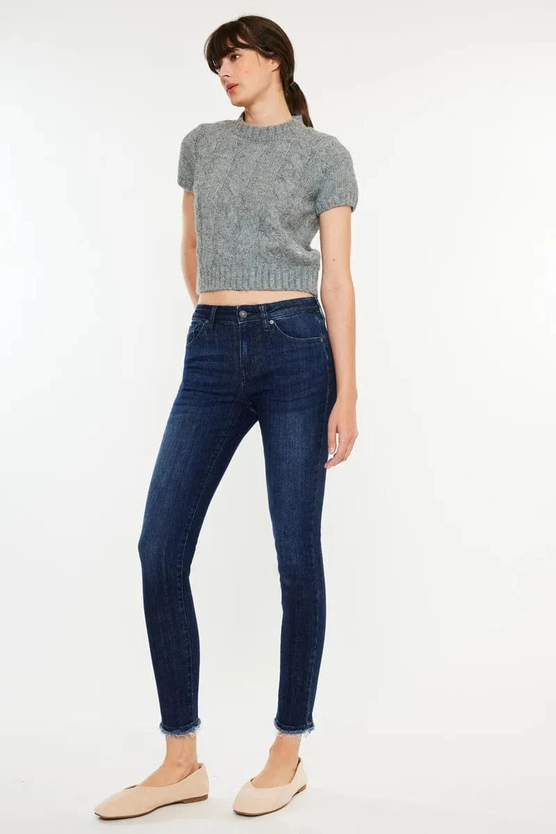 Trendsi Jeans Kancan High-Rise Slim Fit Raw Hem Ankle Jeans