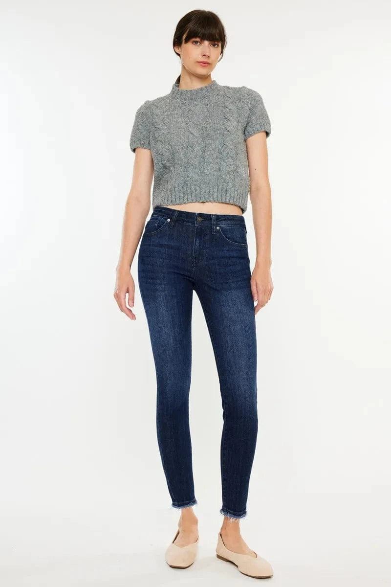Trendsi Jeans Kancan High-Rise Slim Fit Raw Hem Ankle Jeans