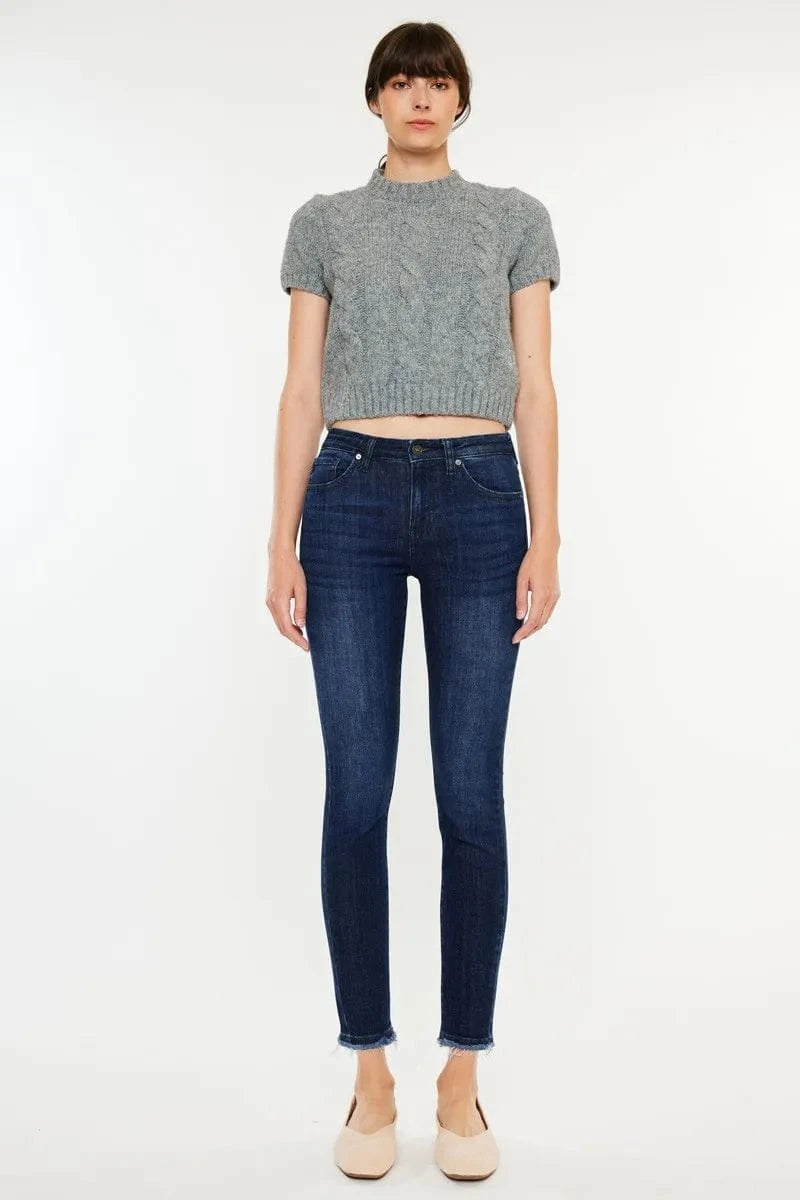Trendsi Jeans Kancan High-Rise Slim Fit Raw Hem Ankle Jeans