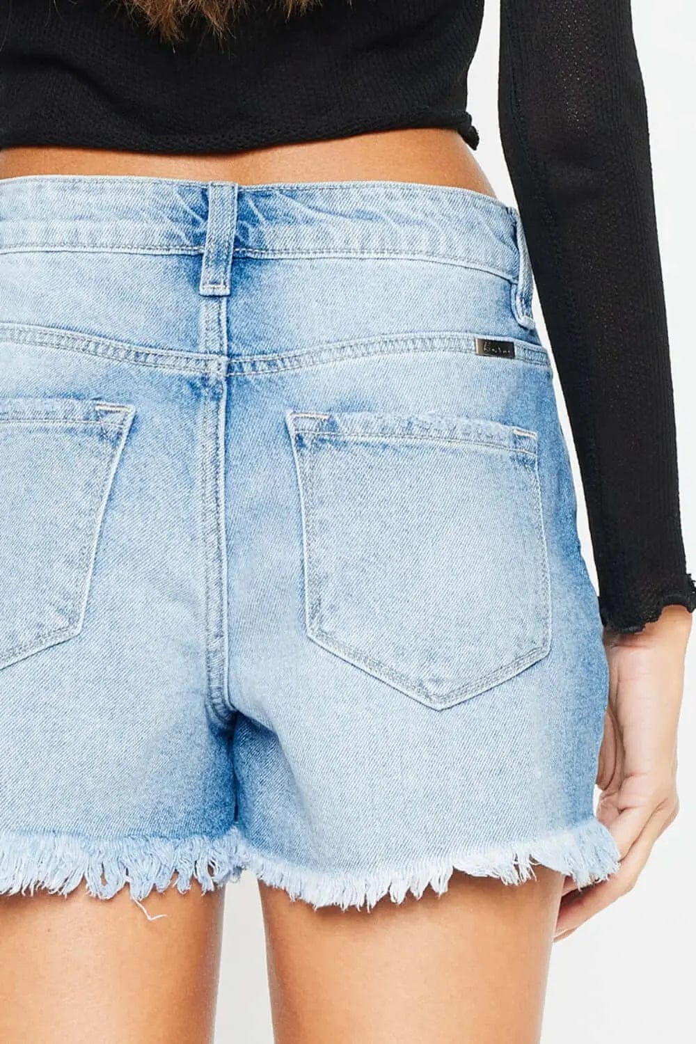 Trendsi Bottoms Kancan High Waist Frayed Denim Shorts