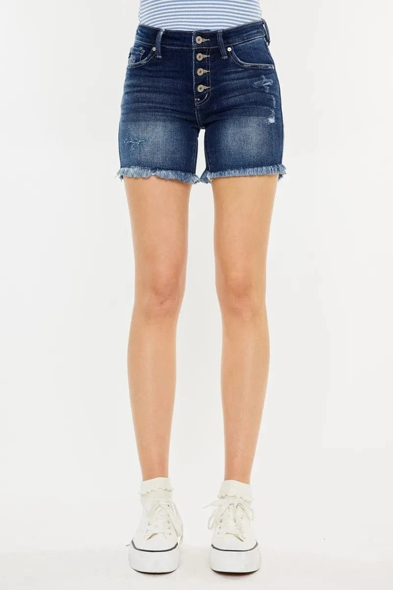 Trendsi DARK / S Kancan Mid Rise Button Fly Denim Shorts