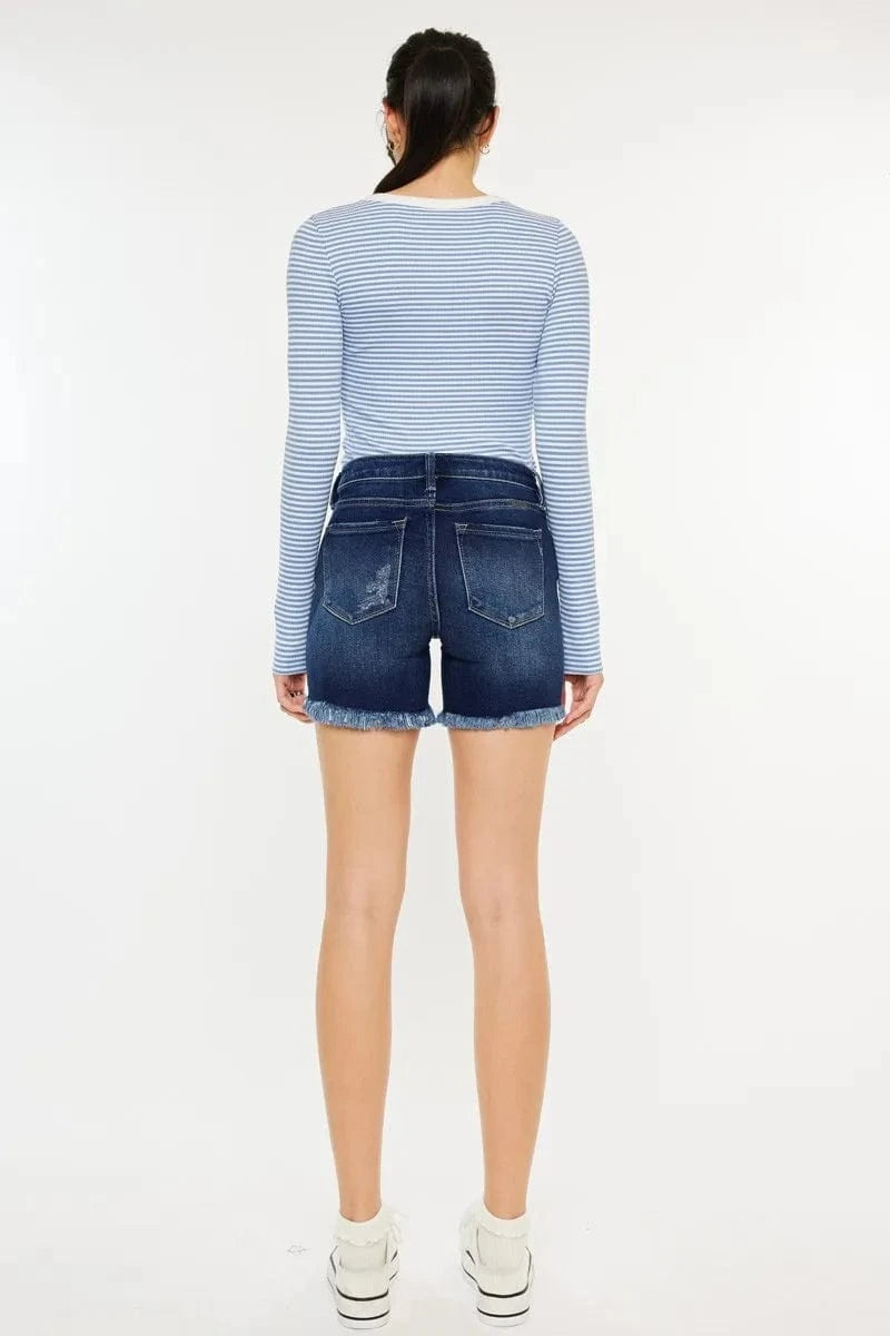 Trendsi Kancan Mid Rise Button Fly Denim Shorts