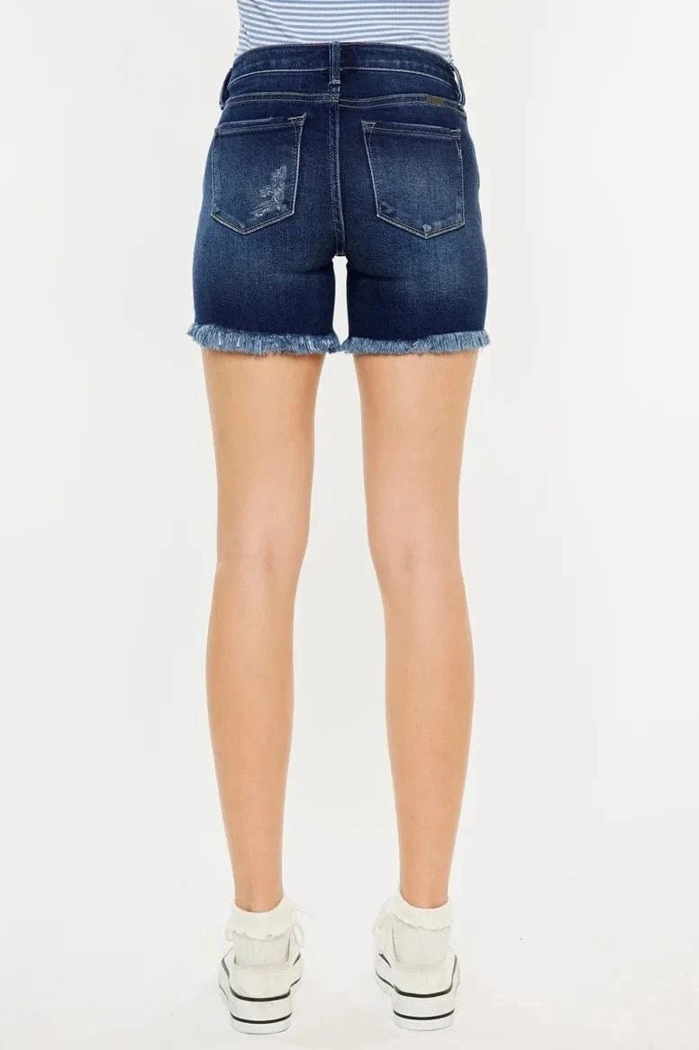 Kancan Mid Rise Button Fly Denim Shorts - DARK by Trendsi from FREYA’S CLOSET