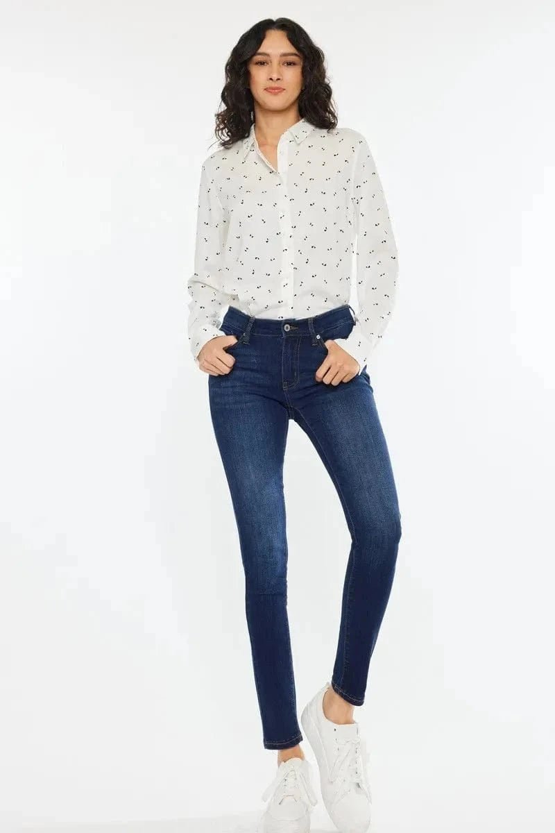 Kancan Mid Rise Super Skinny Jeans - SUPER DARK by Trendsi from FREYA’S CLOSET