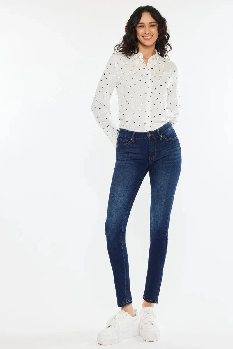 Trendsi SUPER DARK / 0/23 Kancan Mid Rise Super Skinny Jeans