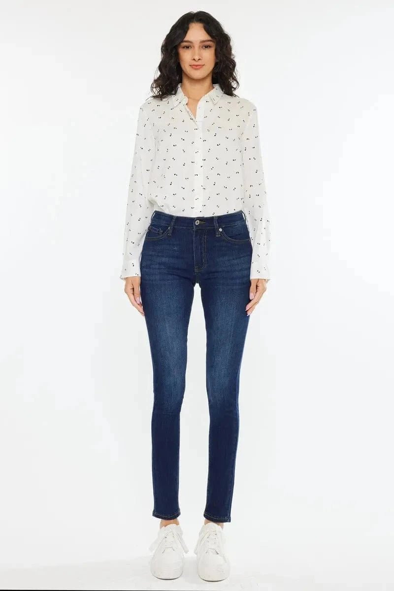Kancan Mid Rise Super Skinny Jeans - SUPER DARK by Trendsi from FREYA’S CLOSET