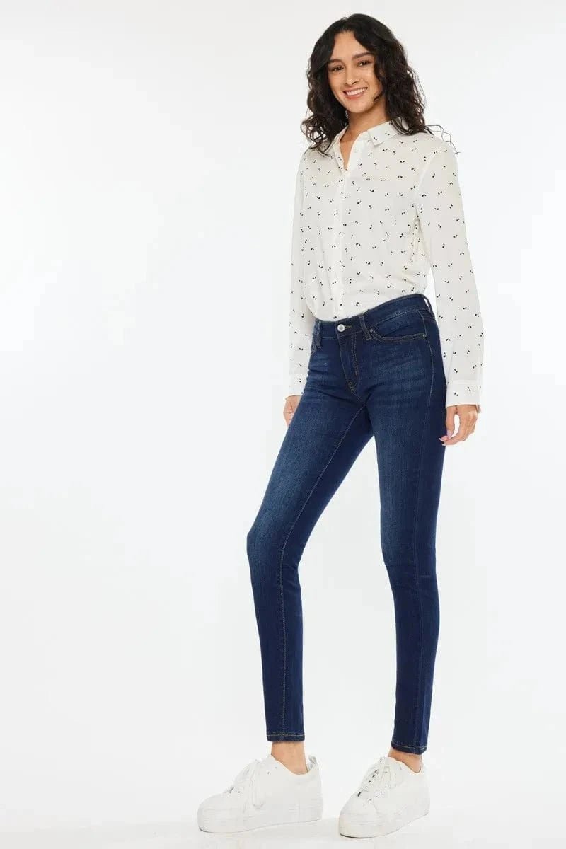 Kancan Mid Rise Super Skinny Jeans - SUPER DARK by Trendsi from FREYA’S CLOSET