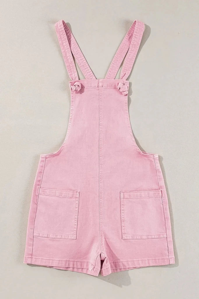 Knot Straps Denim Overalls with Pockets - Dusty Pink by Trendsi from FREYA’S CLOSET