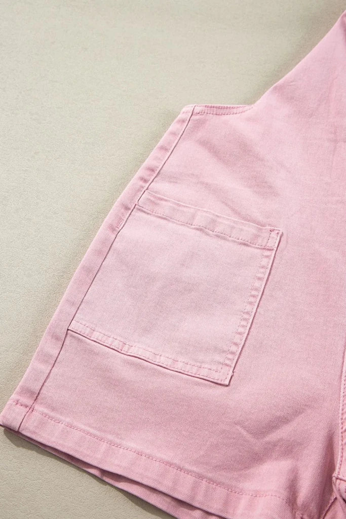 Knot Straps Denim Overalls with Pockets - Dusty Pink by Trendsi from FREYA’S CLOSET