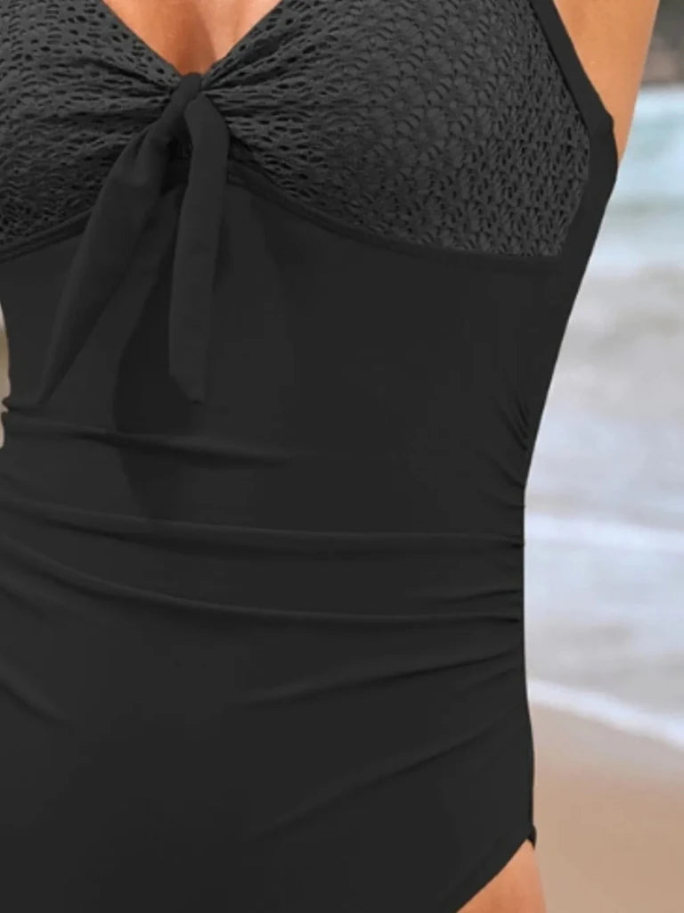 Lace Detail Crisscross Back One - Piece Swimwear - Yellow by Trendsi from FREYA’S CLOSET