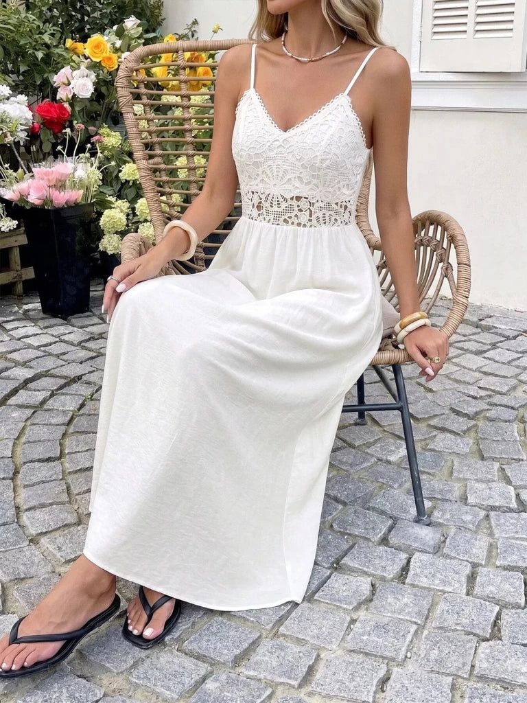 Lace V-neck flowy maxi dress, alternate product image