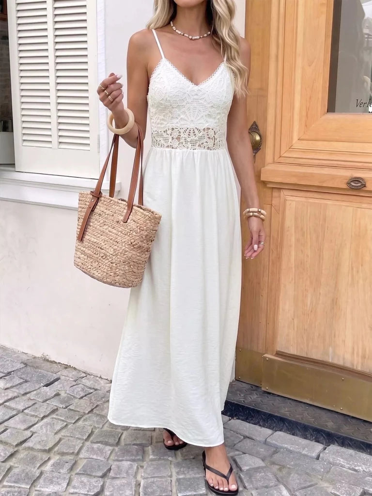 Lace V-neck flowy maxi dress, alternate product image