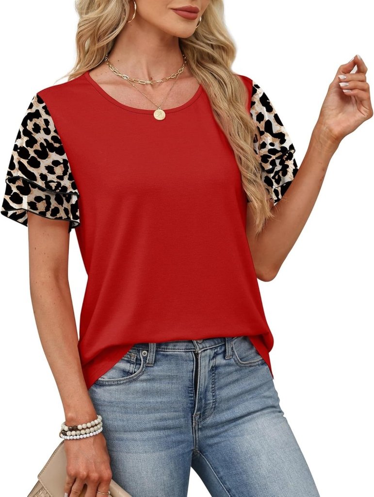 Layered Short Sleeve Round Neck T-Shirt - Red by Trendsi from FREYA’S CLOSET