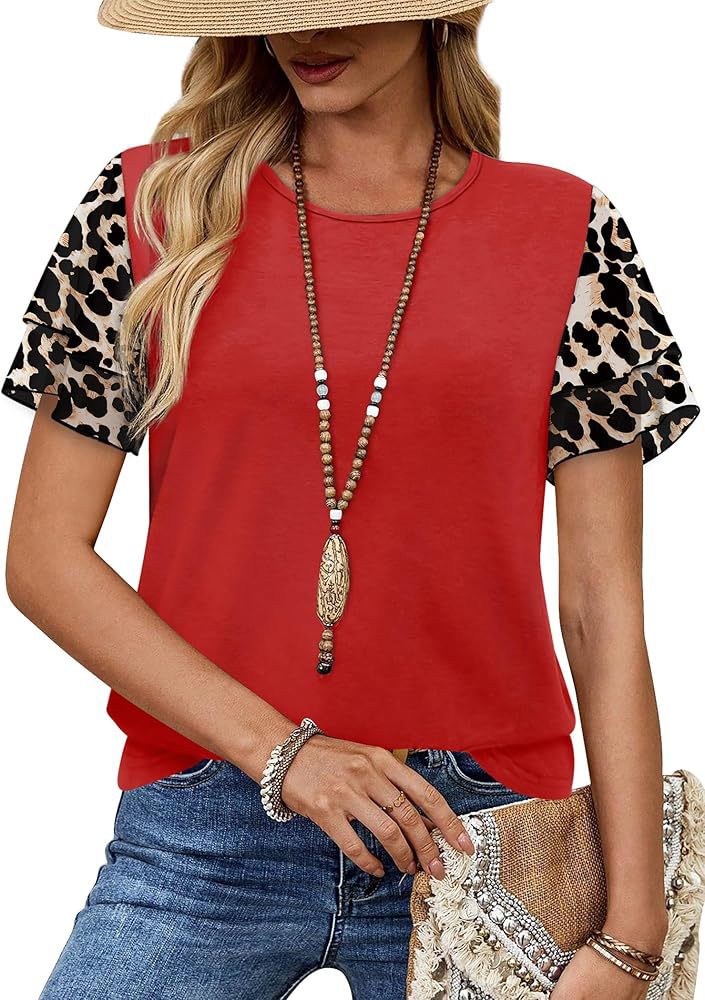 Layered Short Sleeve Round Neck T-Shirt - Red by Trendsi from FREYA’S CLOSET