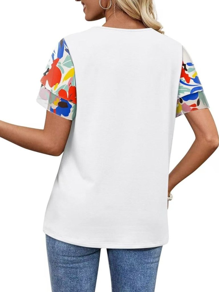Layered Short Sleeve Round Neck T-Shirt - White by Trendsi from FREYA’S CLOSET