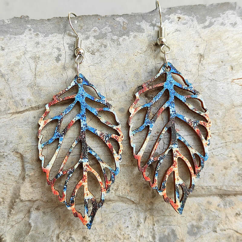 Trendsi Accessories Style B / One Size Leaf Shape Wooden Dangle Earrings