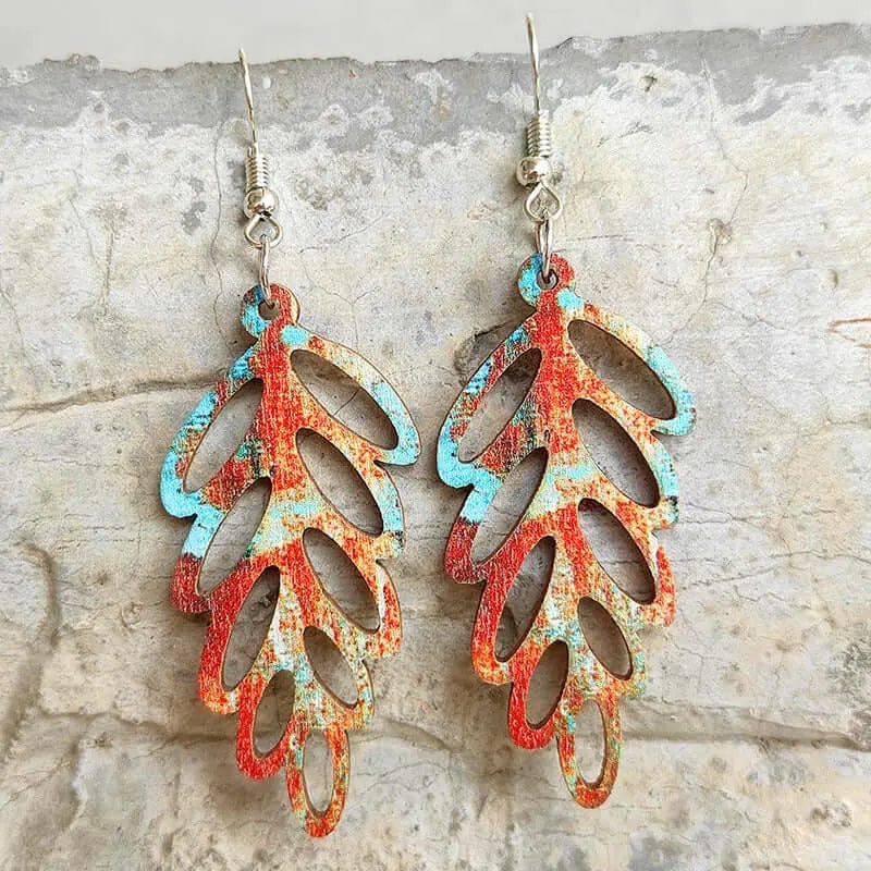 Trendsi Accessories Style C / One Size Leaf Shape Wooden Dangle Earrings