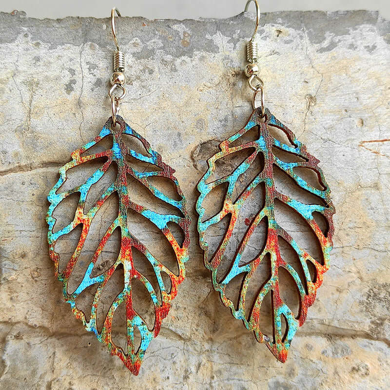 Leaf Shape Wooden Dangle Earrings - Style A by Trendsi from FREYA’S CLOSET