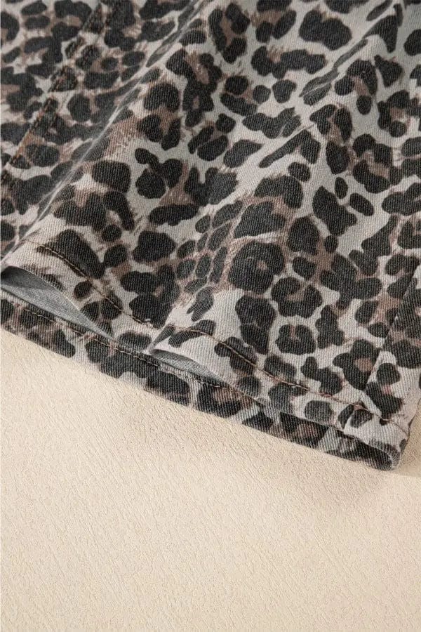 Trendsi Skirt Leopard Denim Mini Skirt
