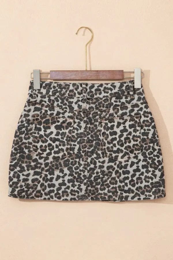 Trendsi Skirt Leopard Denim Mini Skirt