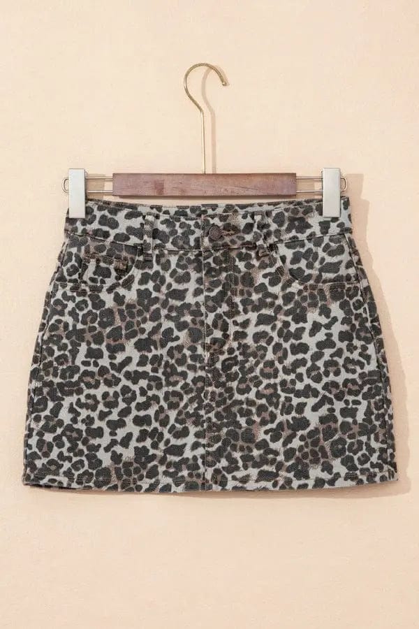 Trendsi Skirt Leopard Denim Mini Skirt