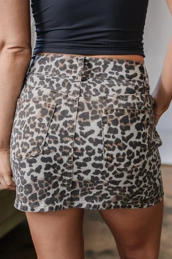 Leopard Denim Mini Skirt - Leopard by Trendsi from FREYA’S CLOSET