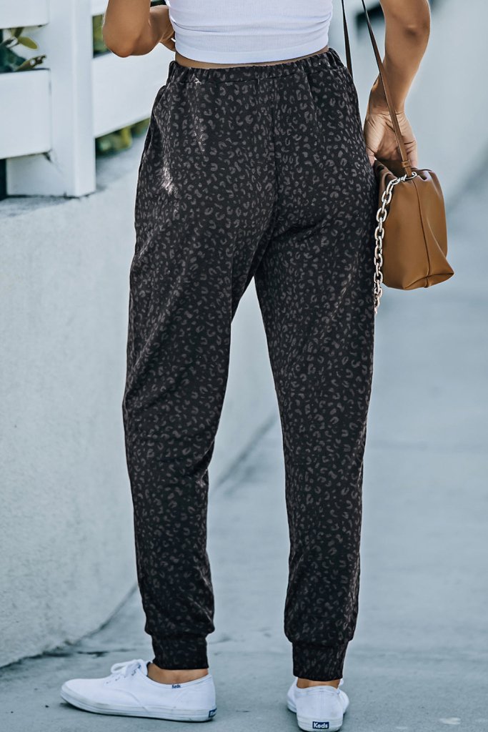 Leopard print joggers with pockets, alternate product image