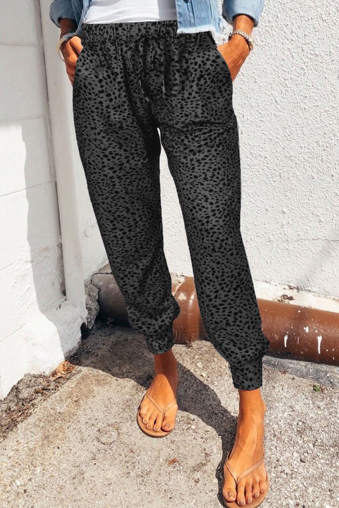 Leopard print joggers with pockets, alternate product image