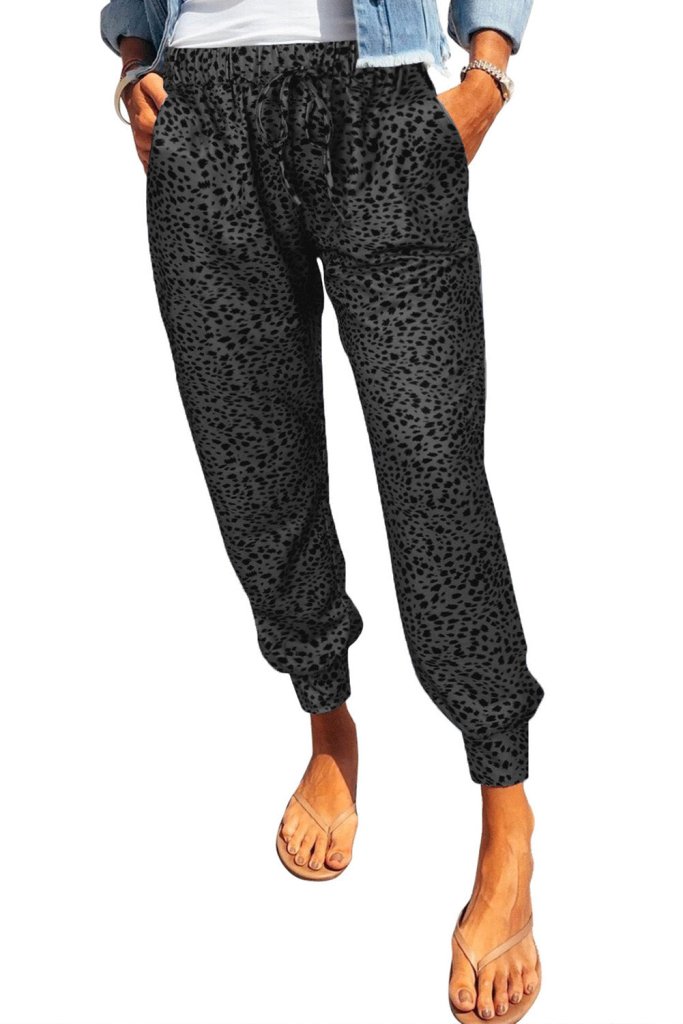 Leopard print joggers with pockets, alternate product image